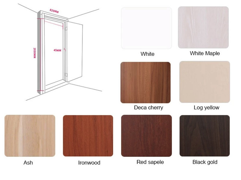 Jbd Selling Solid Wood Doors Interior Laminated PVC Surface Living Room Design Wooden Door