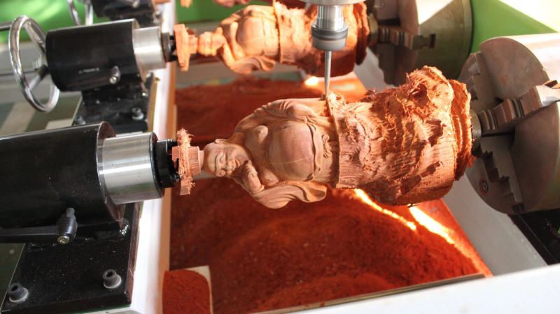 3D Relief Carving Cylinder Wood Router Machinery CNC Engraving Machine