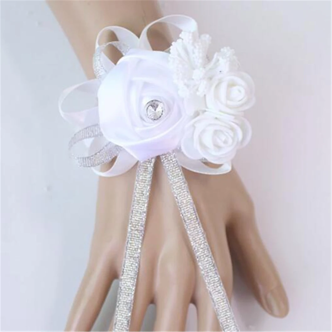 Cloth Pearl Wedding Bride Wrist Flower Bracelet