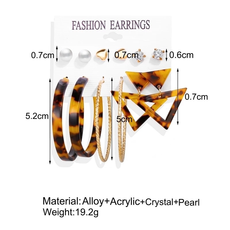 Oversize Geometric Pearl Hoop Earrings for Women Gold Twist Earring Set Brincos Big Circle Leopard Fashion Jewelry
