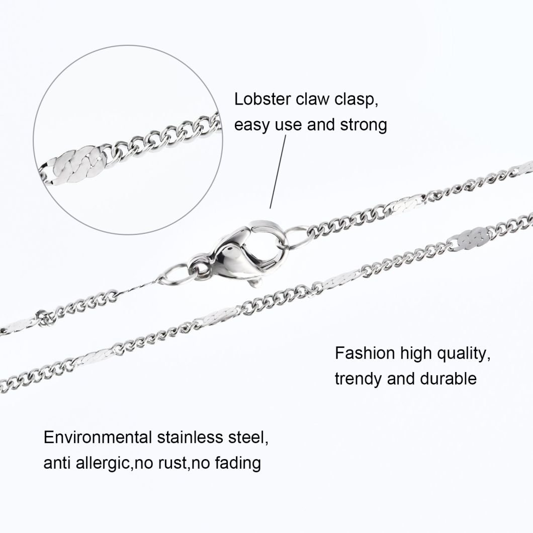 Wholesale Jewelry Necklace Stainless Steel Fashion Anklet Bracelet 18K Gold Plated with Clasp 18 Inch 20inch