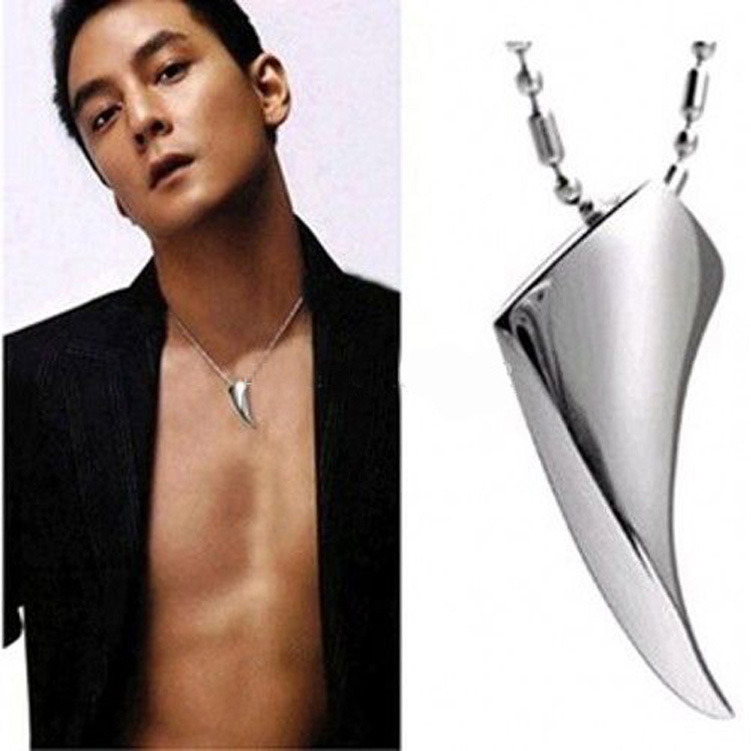 Spike Necklace Stainless Steel Crescent Pendant Statement Necklace Men Custom Necklace