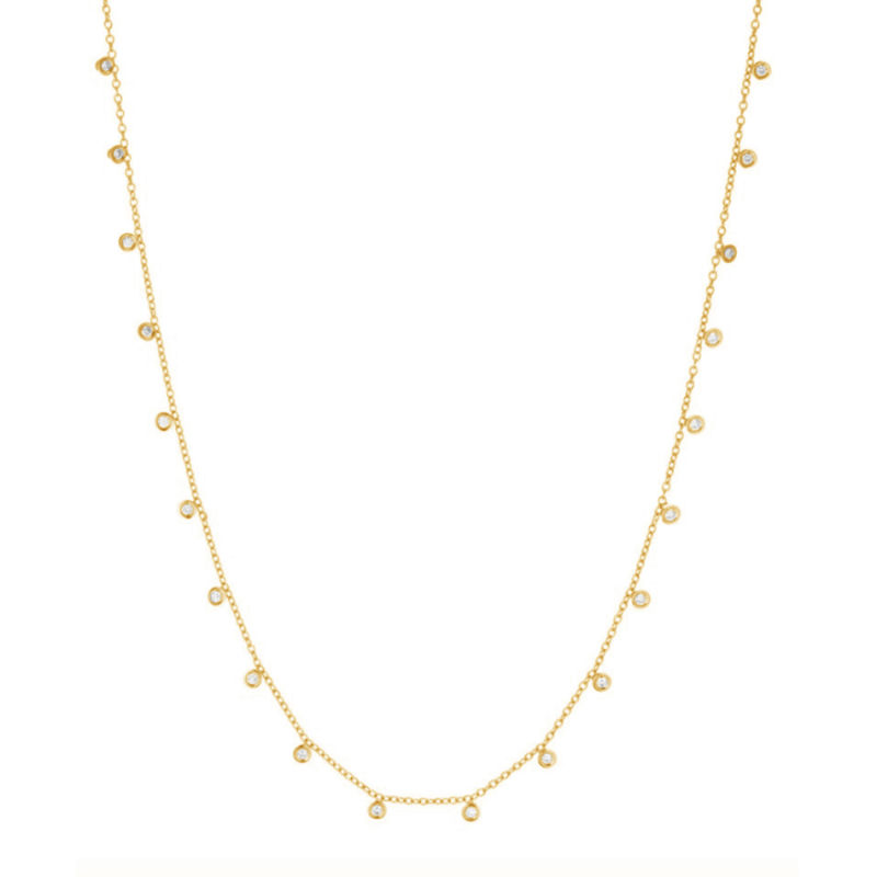 New 14K Gold Vermeil Fashion Necklace Classic 925 Sterling Silver Champagne Necklace