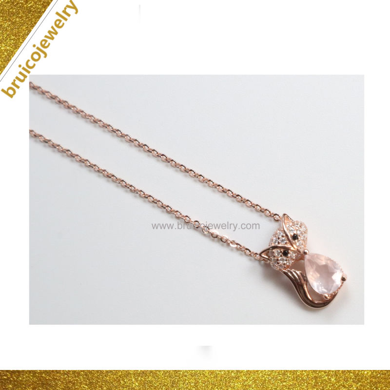 Necklace Chain Rhodium Color Necklace Gold Jewelry Fox Animal Necklace