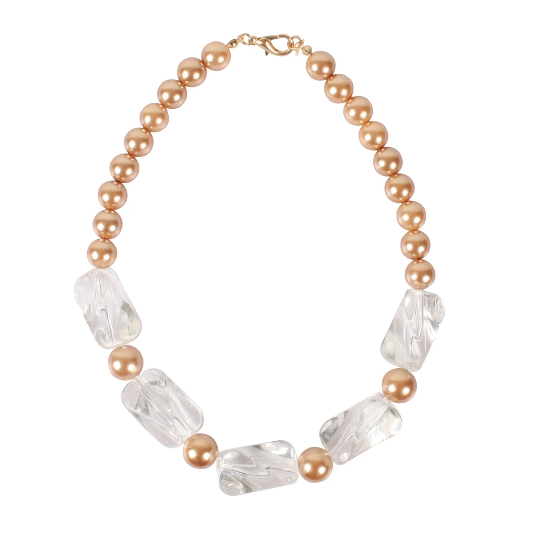 Transparent Geometric Acrylic Resin Pearl Bead Chain Ladies Jewelry Necklace