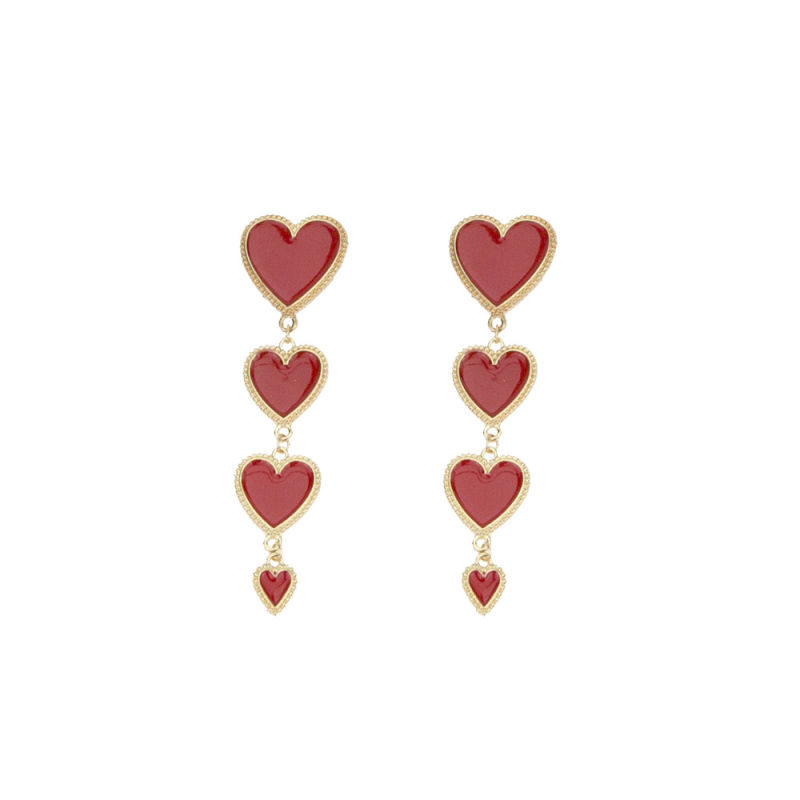 Creative Fashion Love-Shaped Four-Layer Peach Heart Pendant Earrings