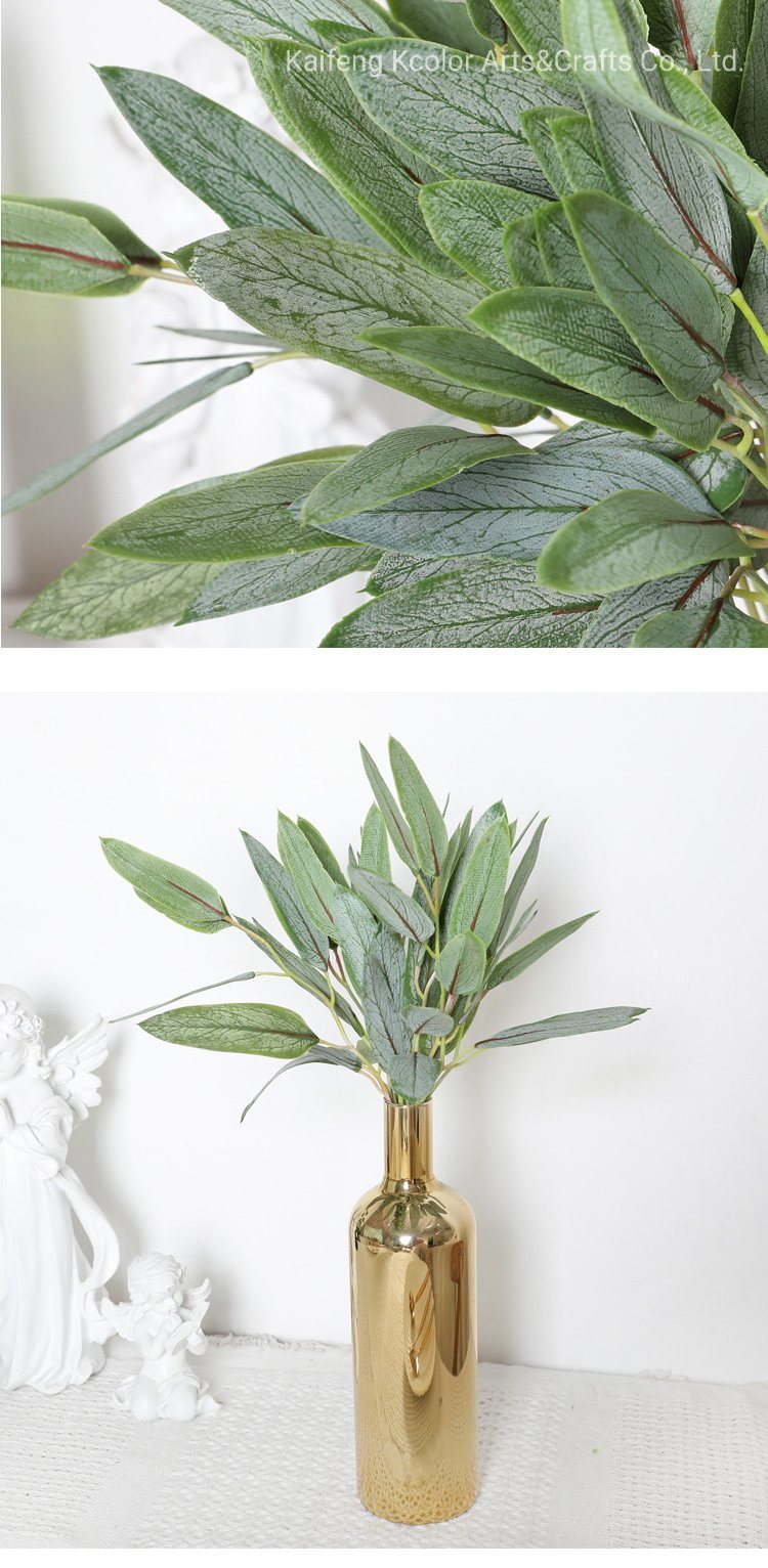 Plastic Faux Leaves Wedding Decorative Green Artificial Eucalptus Leaves for Sale