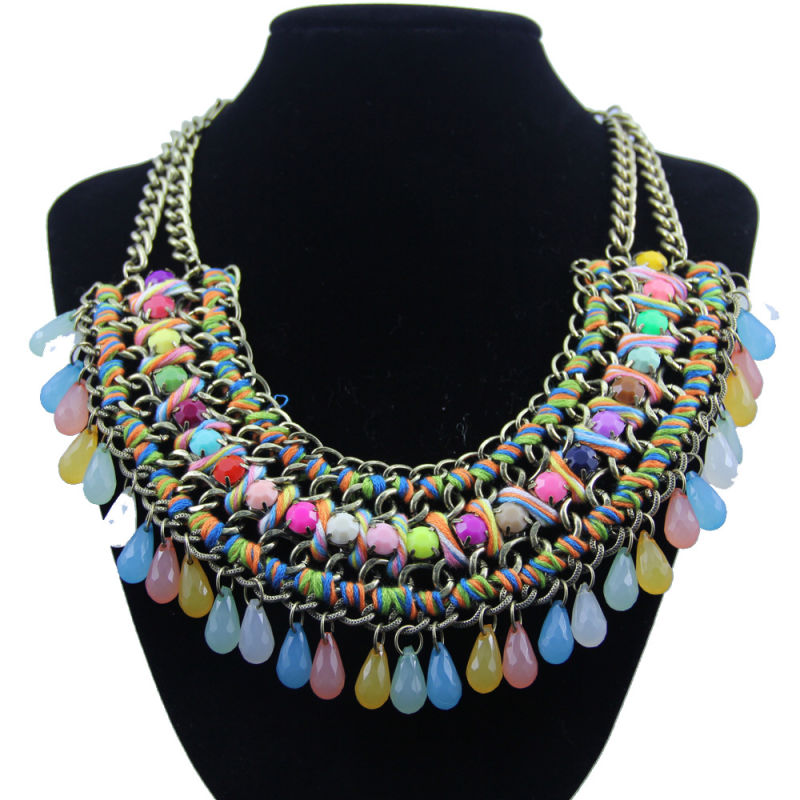 Retro Water Drop Acrylic Resin Jewelry Necklace Ladies