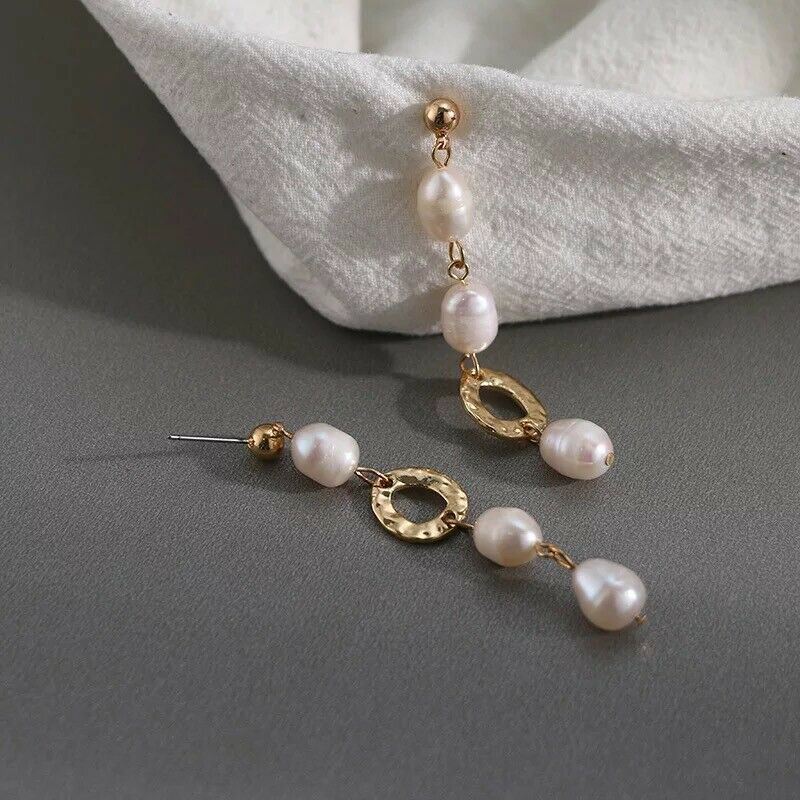 Women Jewelry Fashion Baroque Freshwater Pearl Asymmetric Earring