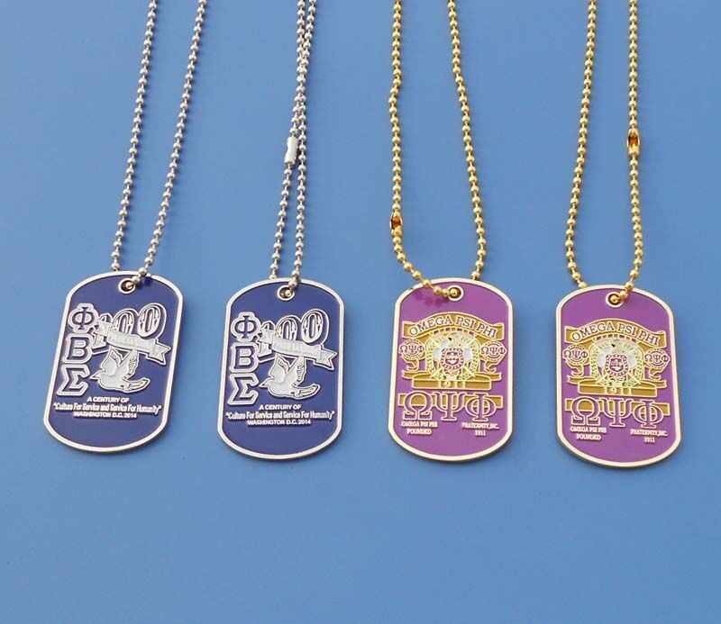 Customized Fraternity and Sorority Dog Tag Necklace with Ball Chain