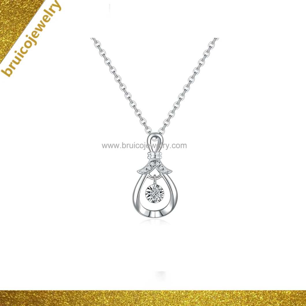 Fashion Water Drop Necklace Pendant with CZ Sterling Silver Jewelry Necklace for Girls