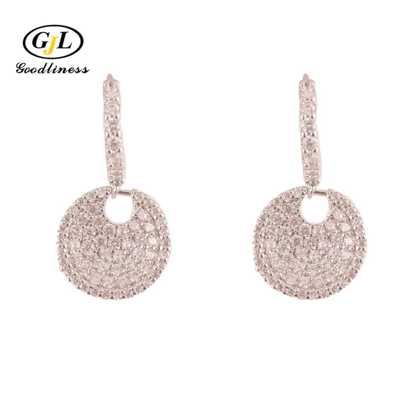 Cubic Zirconia Pave Silver Jewelry Drop fashion Earrings for Women