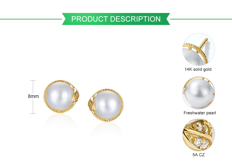 New Arrival Gold Jewelry Freshwater Pearl Women Stud Earrings for Party