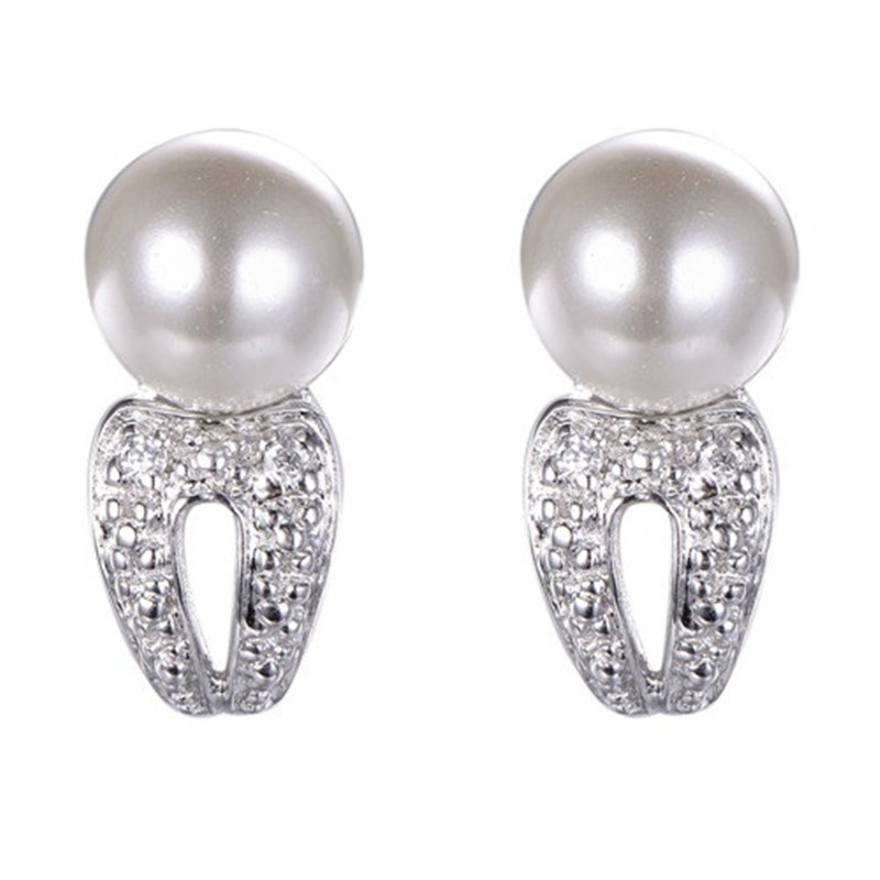925 Silver Simple Drop Hoop Earring with White Shell Pearl