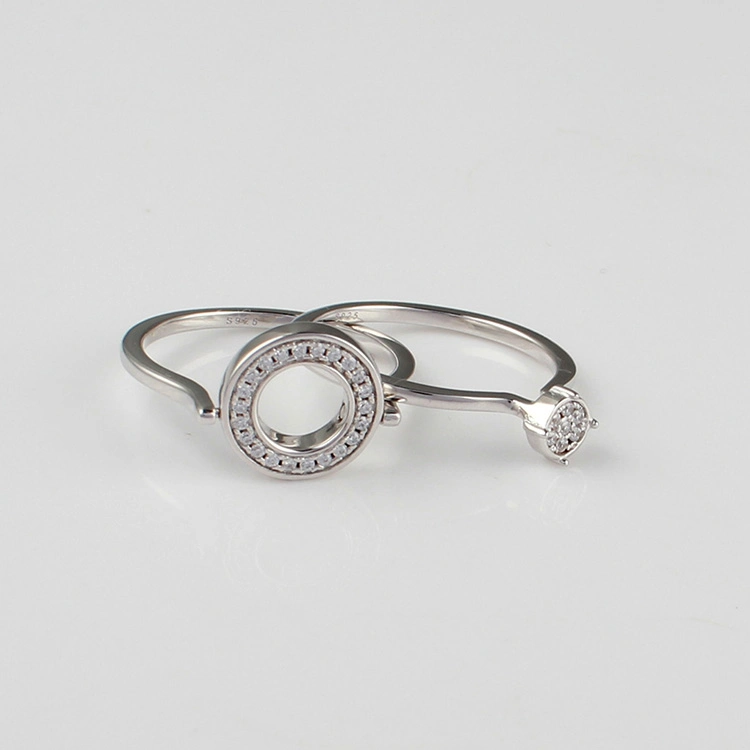 Trendy Jewelry 925 Sterling Silver Diamond Jewellery Set Ring
