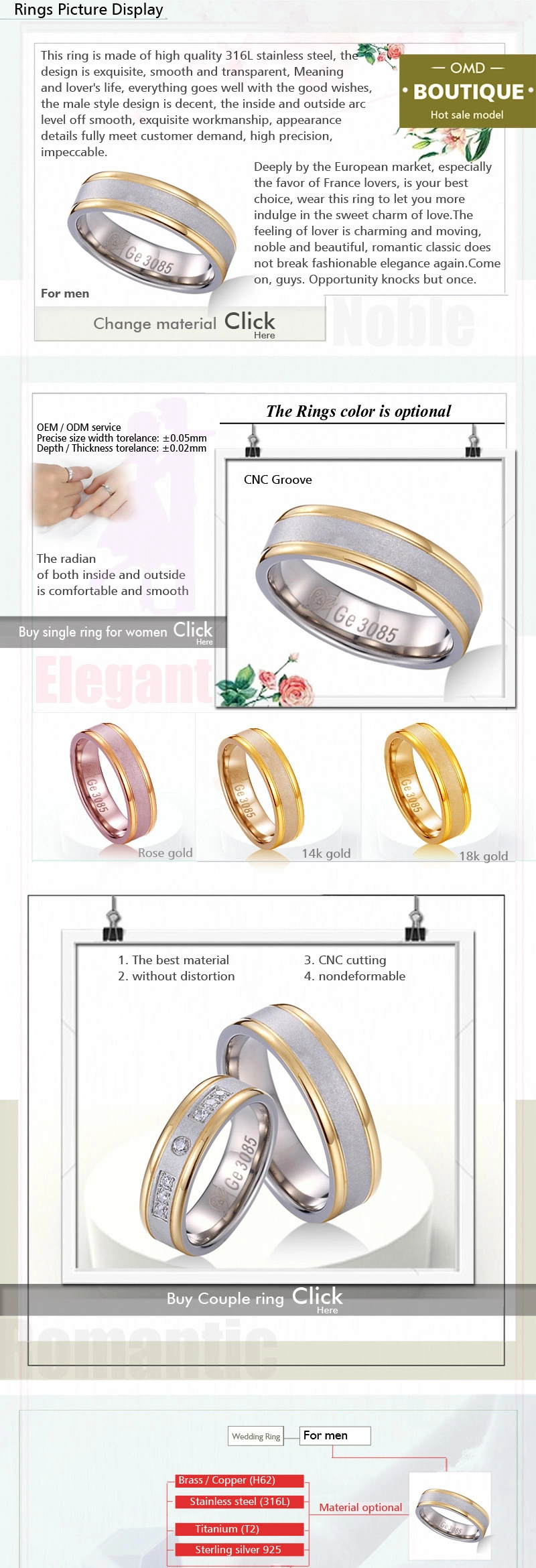 Stainless Steel Ring with Diamond New Arrival Rings Wedding Jewelry