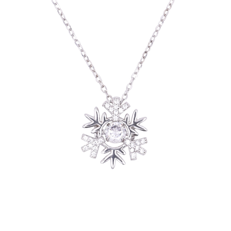 Latest Design Iced out Jewelry 925 Sterling Silver CZ Zircon Snowflake Pendant Necklace
