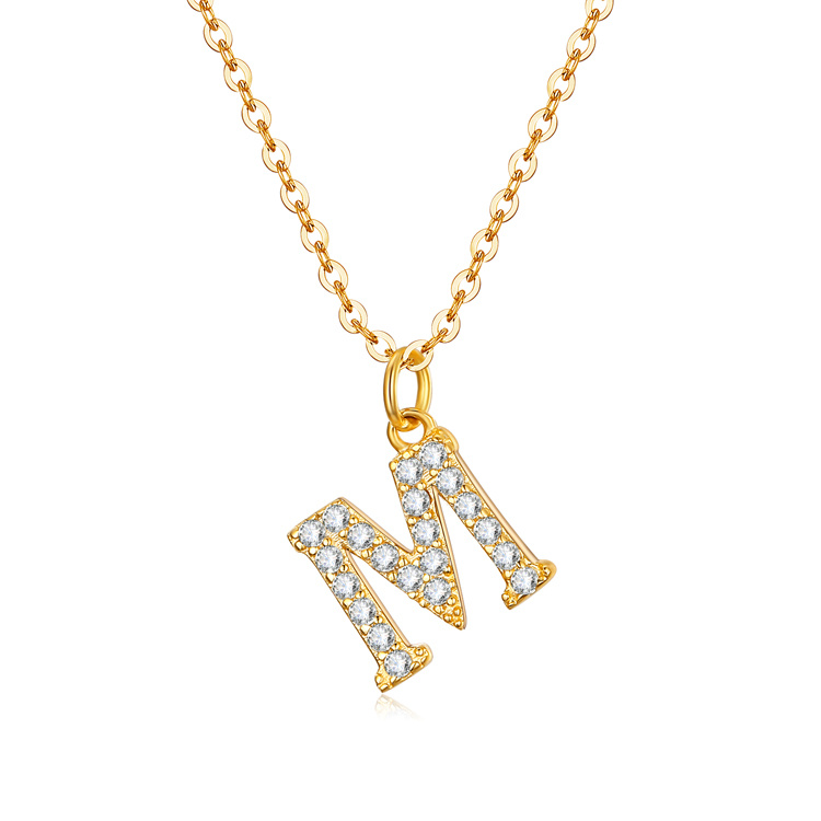 Fashion 18K Gold Plated Jewellery 925 Sterling Silver Jewelry Layered Alphabet Letter Initial Name Necklace with Zircon