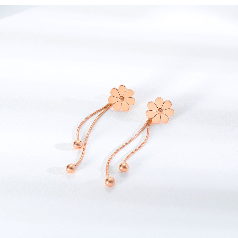 Flower Tassel Gold-Plated Stainless Steel Earrings Drop
