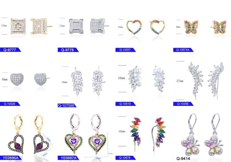 Fashion Jewelry 925 Silver or Brass CZ Drop Earrings for Girls