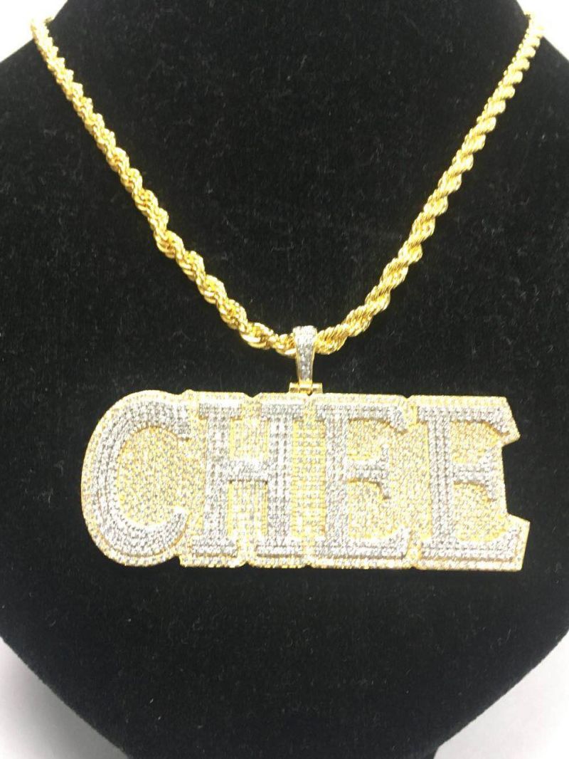 Customized Jewelryy Brass Name Necklace in Gold Plating Setting with CZ