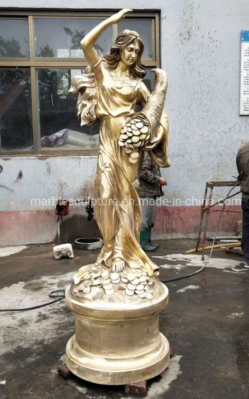 Factory to Create a Gold Coin Girl Bronze Sculpture Statue (B001)
