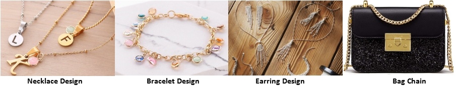 Fashion Accessories Jewellery Cable Chain Lady Bracelet Anklet Gold Plated Necklace for Pendant Design