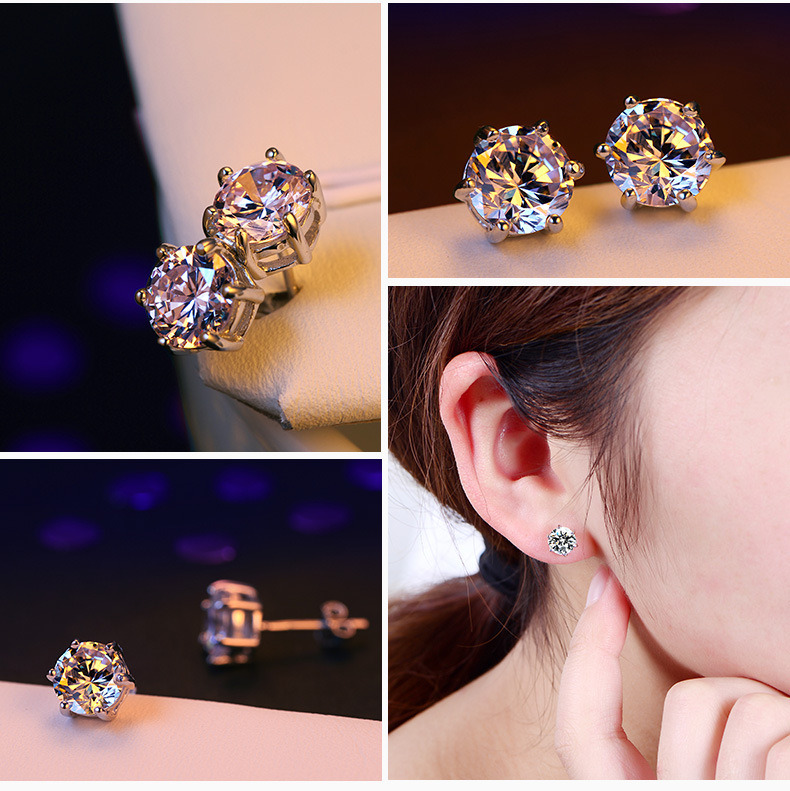 Essentials Plated 925 Sterling Silver Cubic Zirconia Stud Earrings