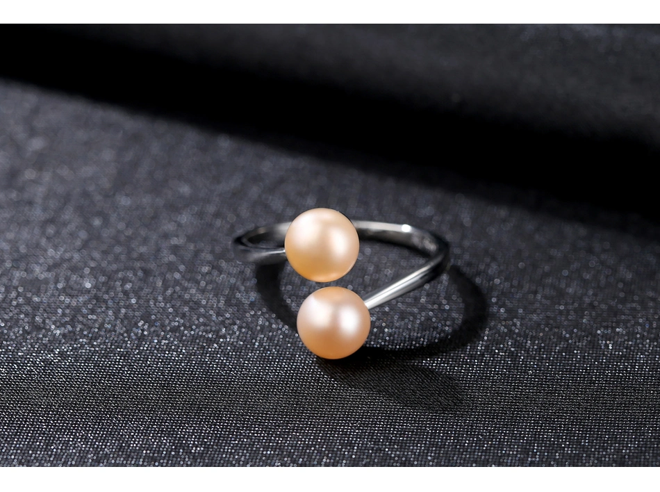 Daily Simple 925 Silver Double Freshwater Pearls Finger Rings