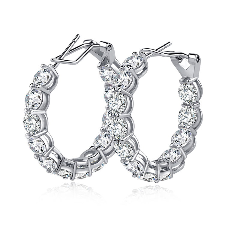 925 Sterling Circle Earrings Women's Earrings Pendant Jewelry