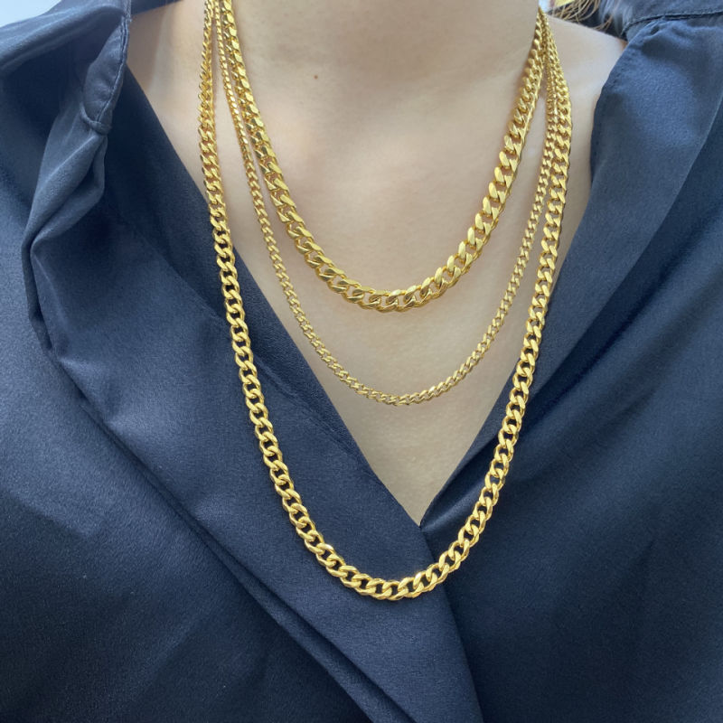 Six-Sided Grinding Chain Necklace Fashionable Chain Overlapping Chain