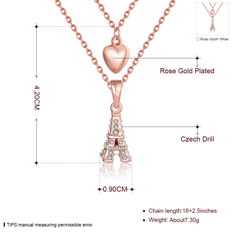 Eiffel Tower and Heart Pendant Fashion Necklace