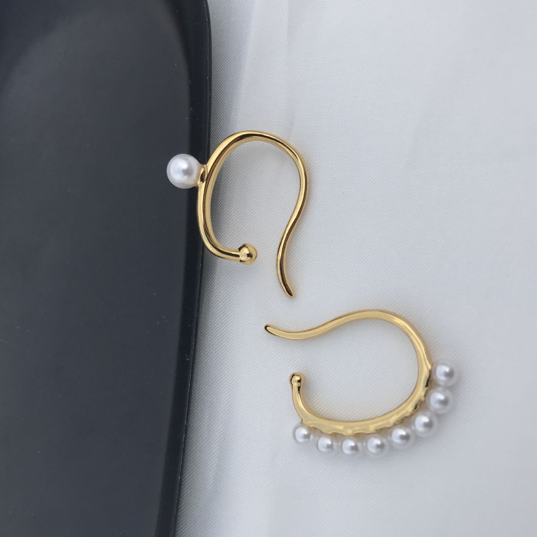 Fashionable Temperament Design Pearl Auricle Hoop Earrings Cochlear Clip Ear Clip