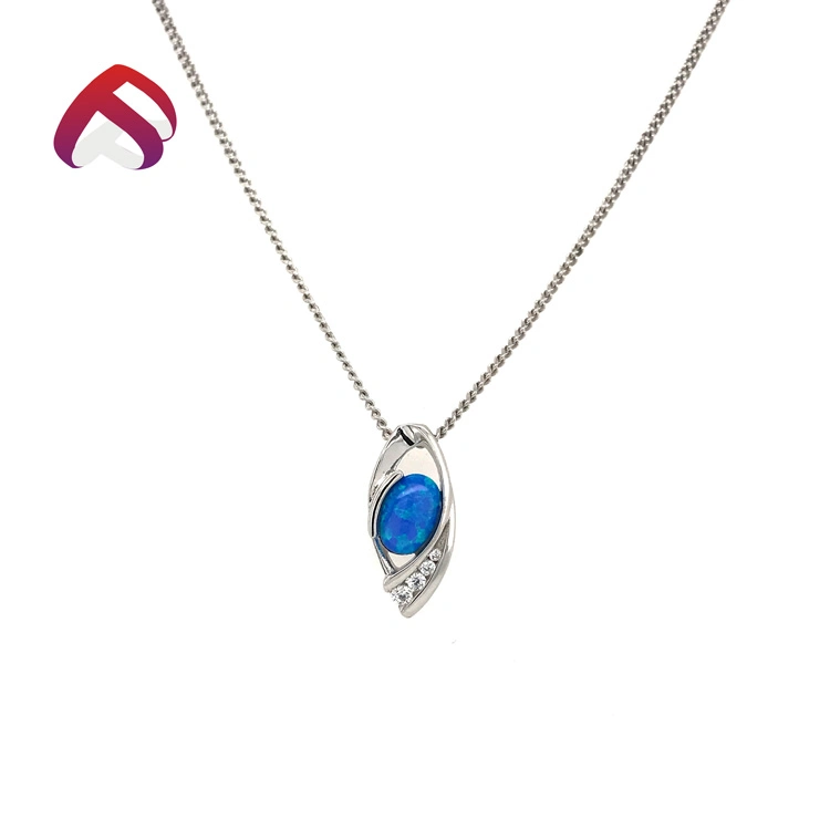 fashion 925 Silver Opal Pendant Necklace Evil Eye Opal Jewelry