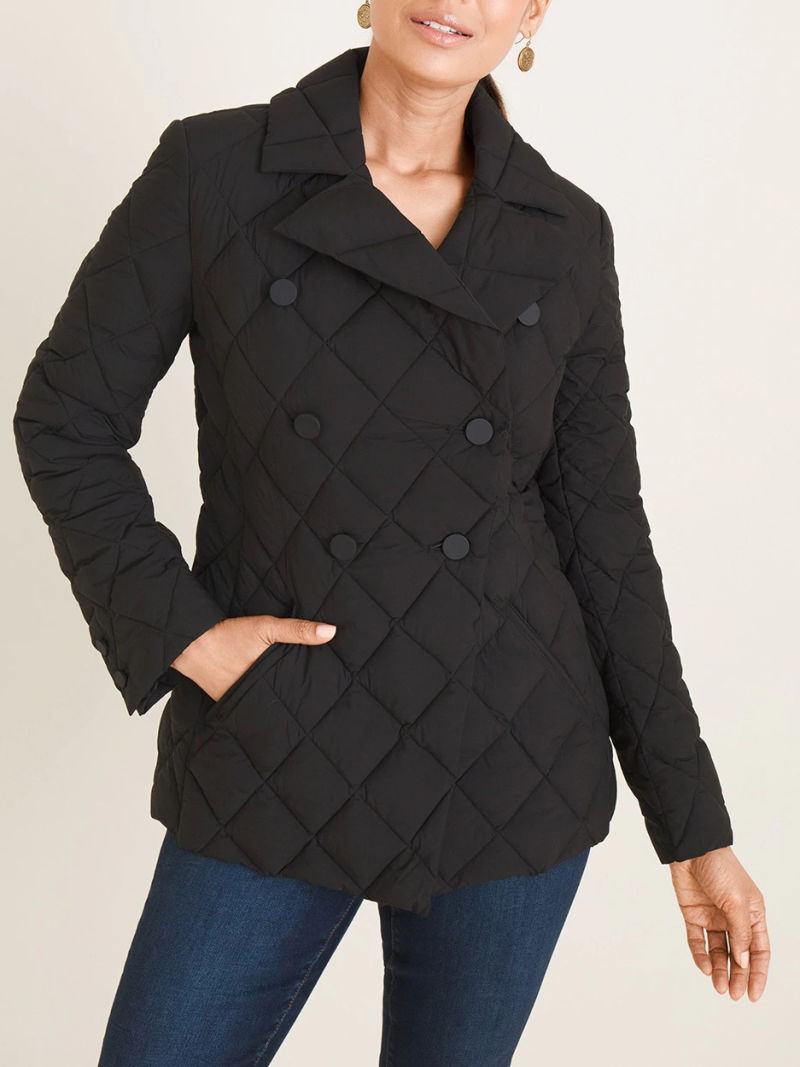 Ladies' Double Breasted Quilted Puffer Jacket