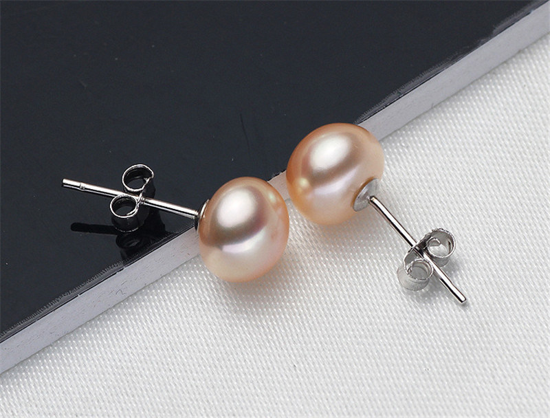 Women Fashion Jewelry Freshwater Pearl 925 Sterling Silver Stud Earrings