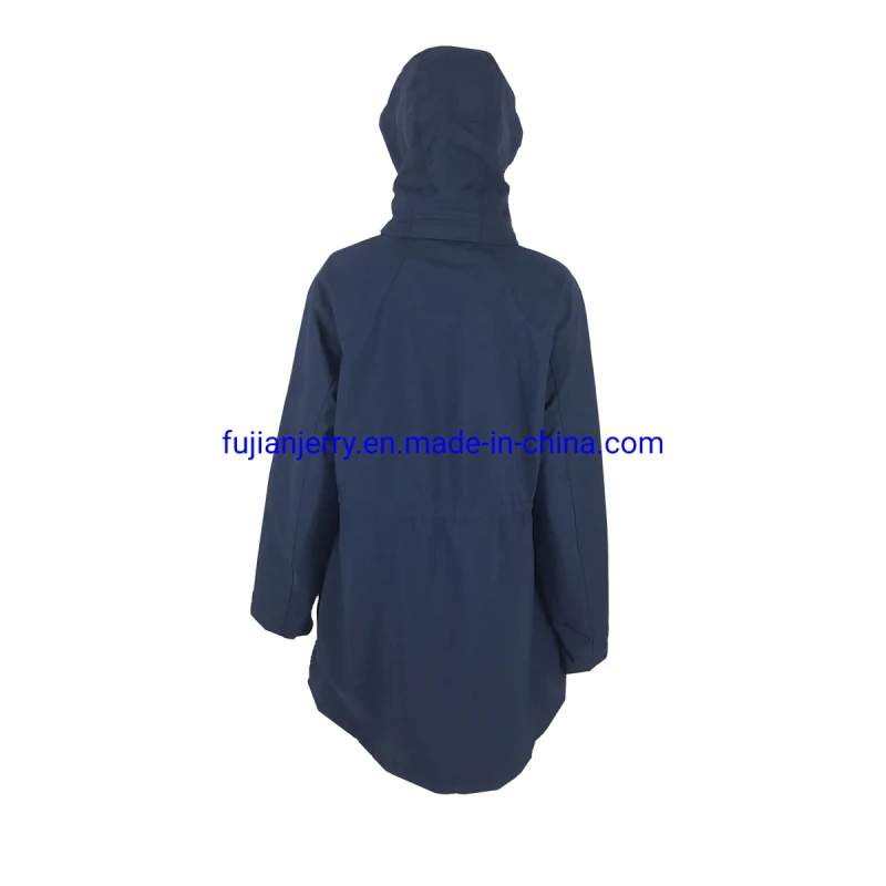 New Design Ladies Long Style Slim Water Repellent Windproof Windbreaker Jacket