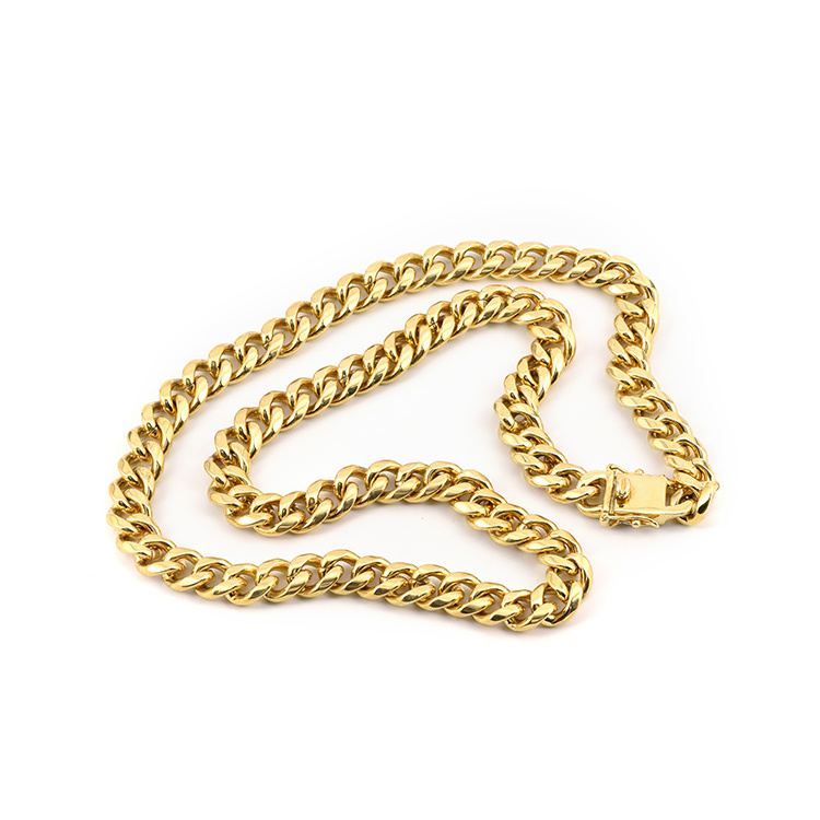 Keiyue Factory Direct Sales Copper 24K Gold Plated Men Necklace Hip Hop Jewelry Big Cuban Link Chain Men Cuban Chain