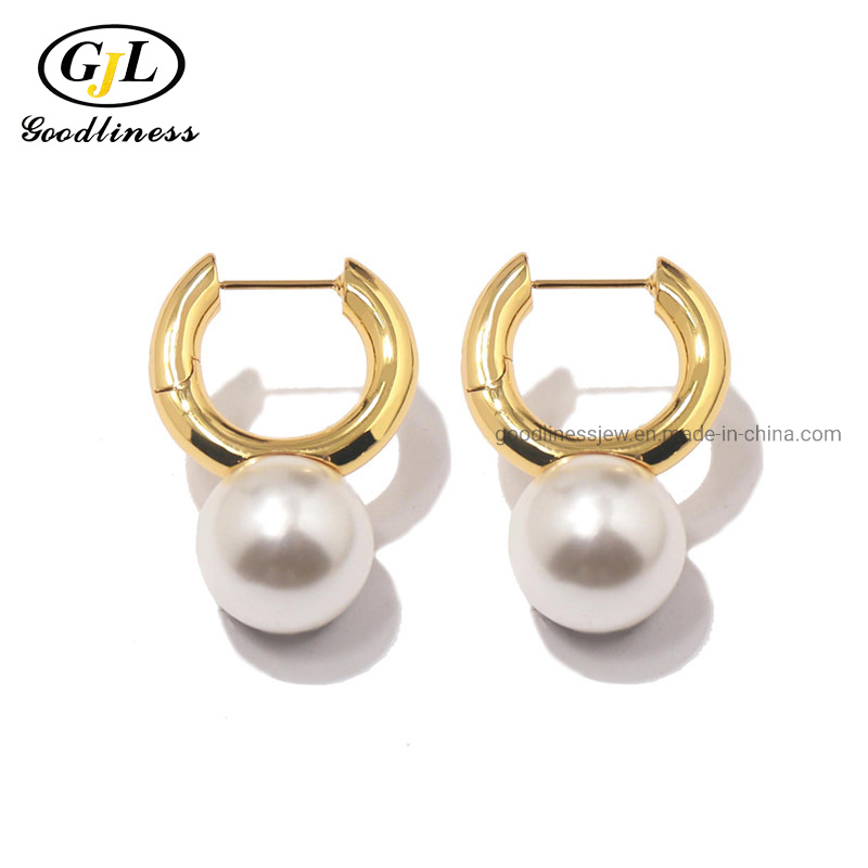 Fashion 925 Sterling Silver Pearl Big Earring Stud Jewelry Pearl Earrings