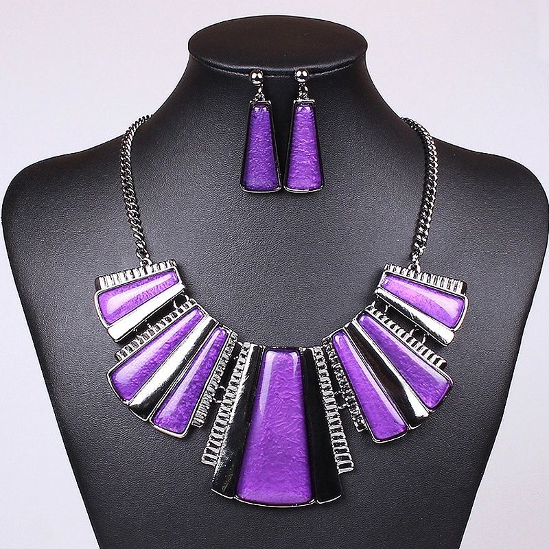 High Quality Acrylic Resin Ladies Jewelry Necklace Earring Set Greek Woman