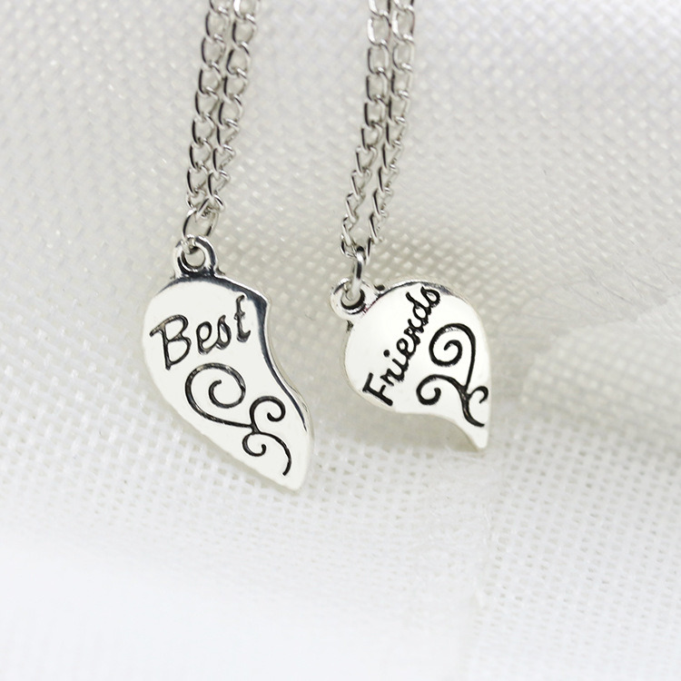 Fashion Best Friends Alloy Peach Heart Pendant Girlfriend Lettering Necklace