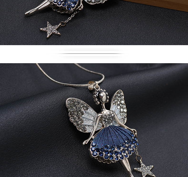 Angel Necklace CZ Female Winter Necklace Long Sweater Necklace Princess Decoration Fashion Princess Pendant a Necklace of Angel Wings