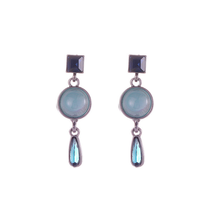 Blue Water Drop Retro Baroque Earrings 925 Silver Earrings