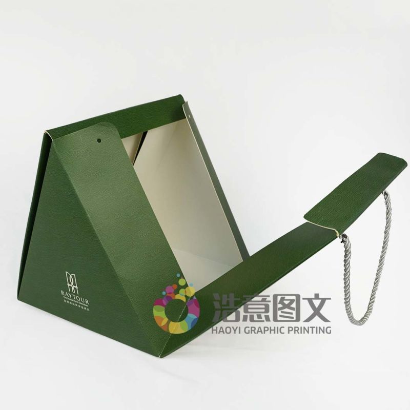 &#160; Factary Triangle Shaped Packaging Mooncake/Zongzi Paper Box with Handle