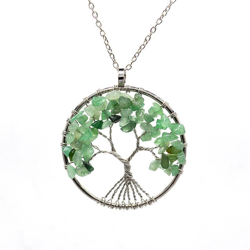 Natural Gravel Crystal Life Tree Colorful Natural Stone Wealth Tree Necklace Factory Direct