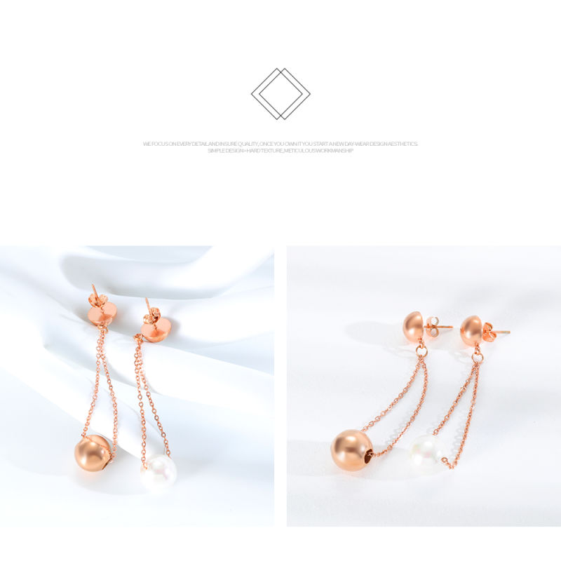 Pearl Tassel Gold-Plated Stainless Steel Earrings Stud