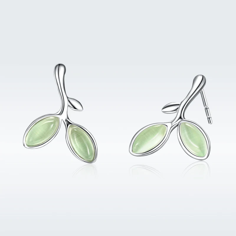 Elegant Synthetic Opal Sterling Silver Stud Earrings