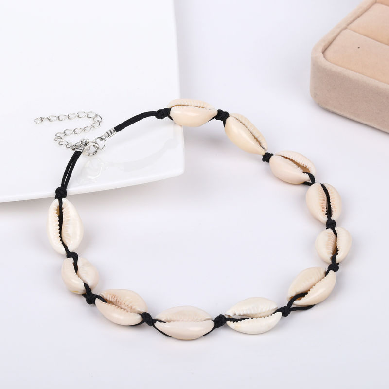 Hot Sell Summer Beach Natural Shell Hand-Made Rope Choker Jewelry Necklace