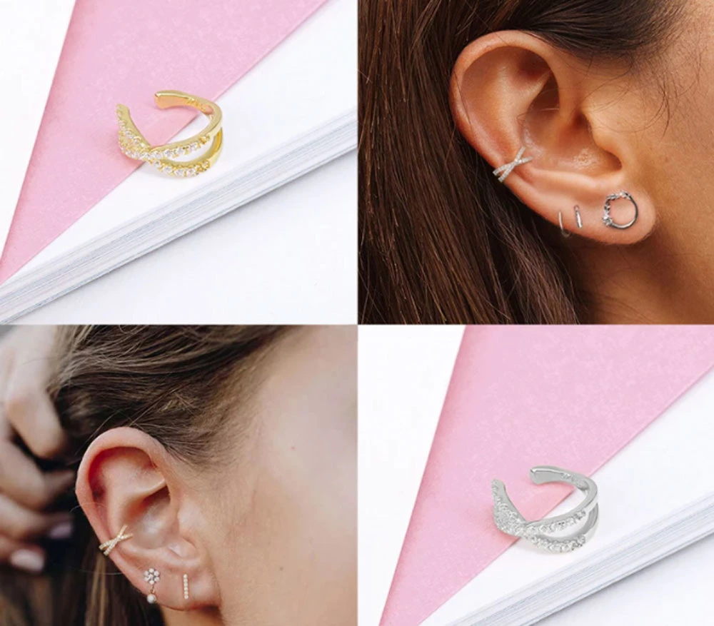 5PCS/Set Alloy Fashion Earrings No Ear Pierced Ear Cuff Clip Without Hole Gold Plated Cartilage U-Shaped Women Earring Clip Set