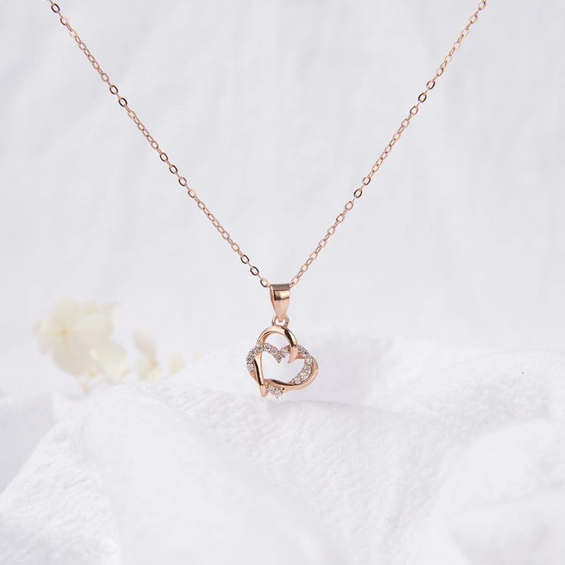 Hot Sale Wholesale Women Charm Jewelry Wedding Inlay Crystal Loving Heart Shape Cubic Zirconia Pendant Necklace
